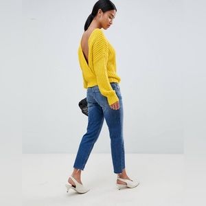 ASOS DESIGN Petite chunky sweater with v back